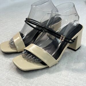 Elegant Cream Block Heel Sandals